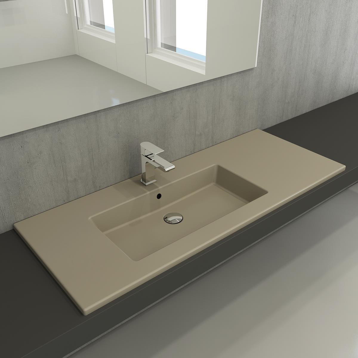 Bocchi Milano Etajerli Sağdan Lavabo 120 cm Mat Kaşmir