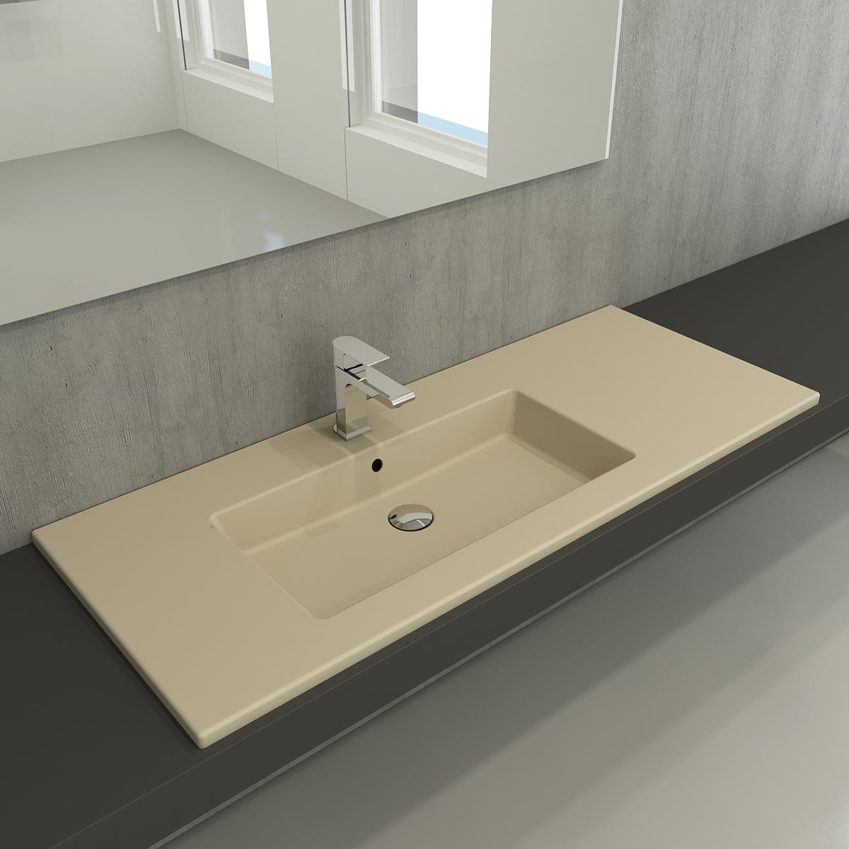Bocchi Milano Etajerli Sağdan Lavabo 120 cm Mat Yasemin