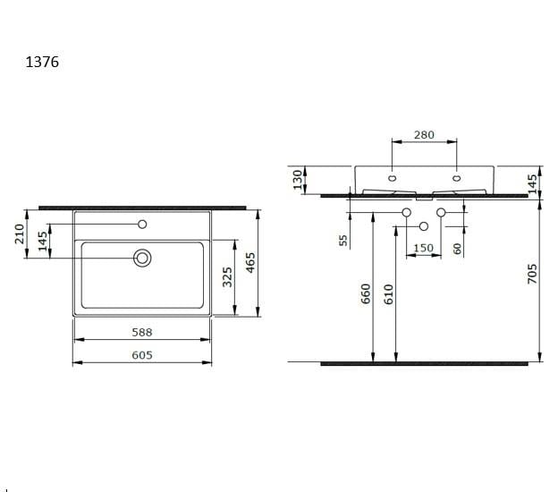 Bocchi Milano Lavabo 60 cm Parlak Bisküvi 1376-014-0126