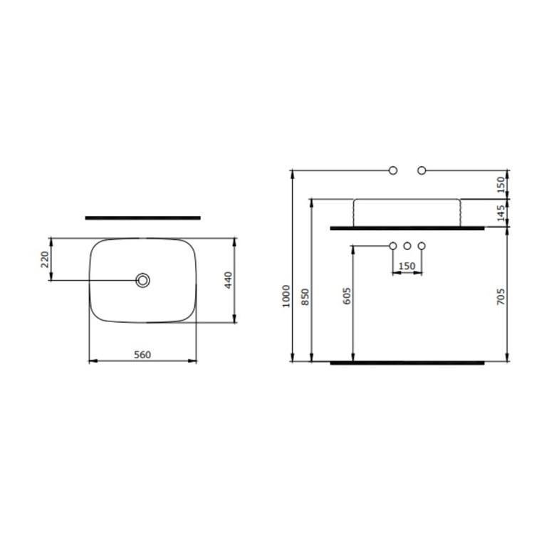 Bocchi New Age Lavabo 55 cm Mat Antrasit