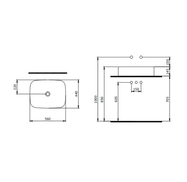 Bocchi New Age Lavabo 55 cm Mat Siyah