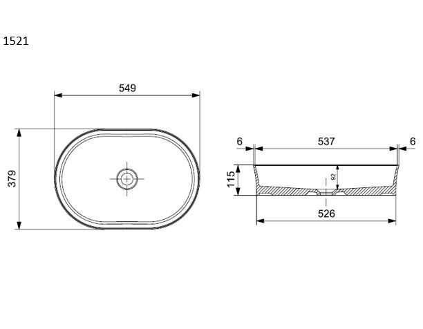 Bocchi Slim Line Oval Lavabo 55x38 cm Mat Beton