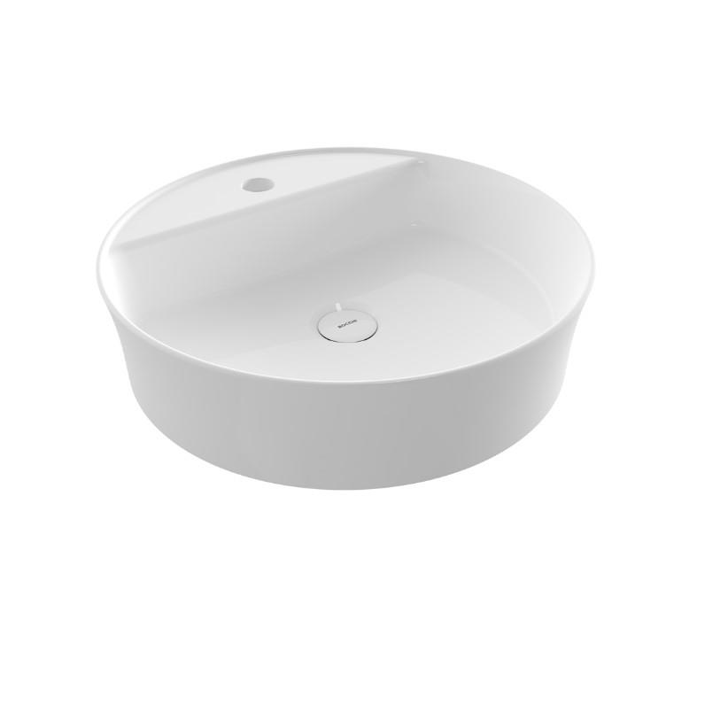Bocchi Sottile Slim Line Yuvarlak Batarya Banklı Lavabo 45 cm Parlak Beyaz 
