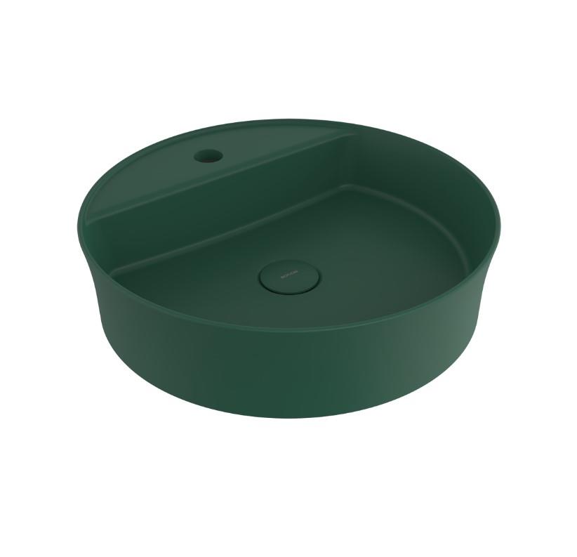 Bocchi Sottile Slim Line Yuvarlak Batarya Banklı Lavabo 45 cm Mat Yeşil