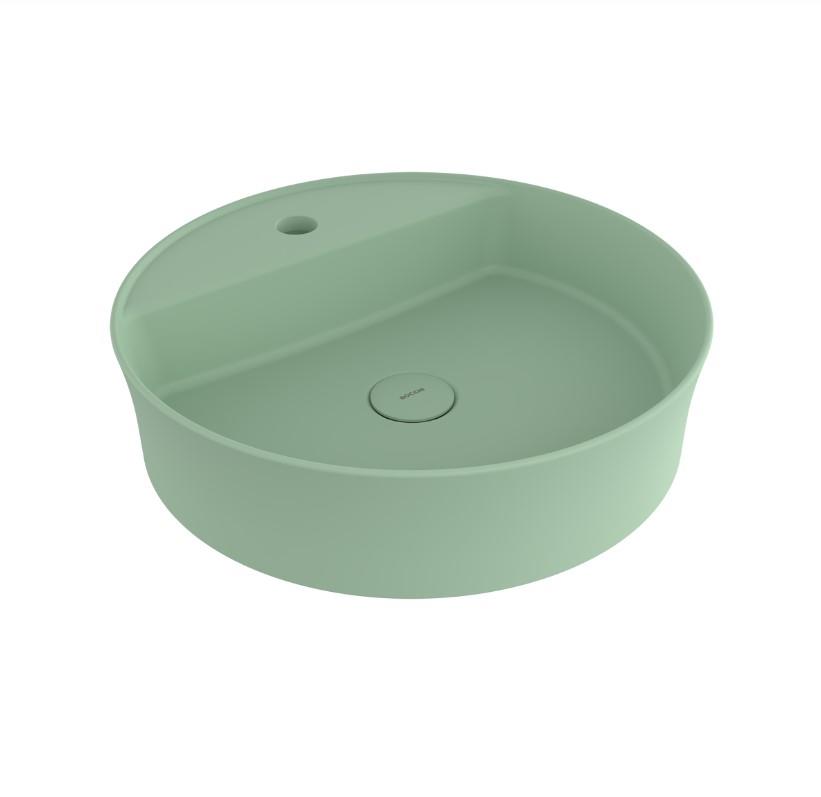 Bocchi Sottile Slim Line Yuvarlak Batarya Banklı Lavabo 45 cm Mat Mint Yeşil