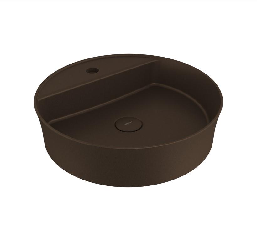Bocchi Sottile Slim Line Yuvarlak Batarya Banklı Lavabo 45 cm Mat Bronz