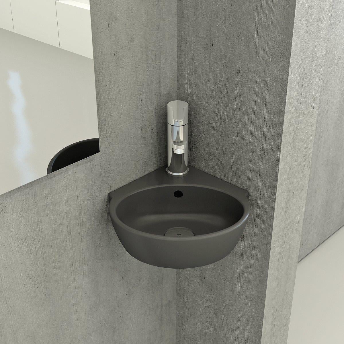 Bocchi Taormina Arch Köşe Lavabo 30 cm Mat Antrasit
