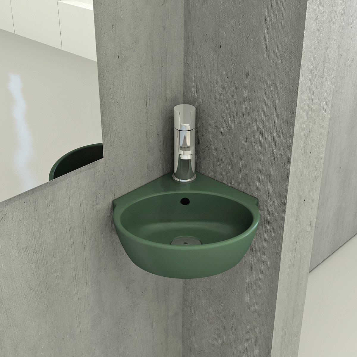 Bocchi Taormina Arch Köşe Lavabo 30 cm Mat Yeşil