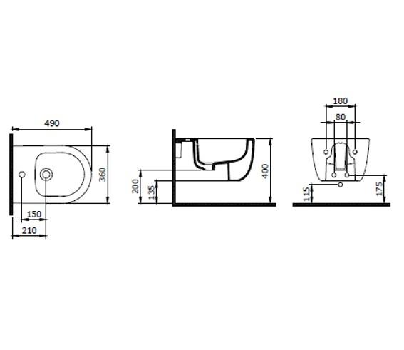 Bocchi V-Tondo Parlak Siyah Asma Bide 1487-005-0120