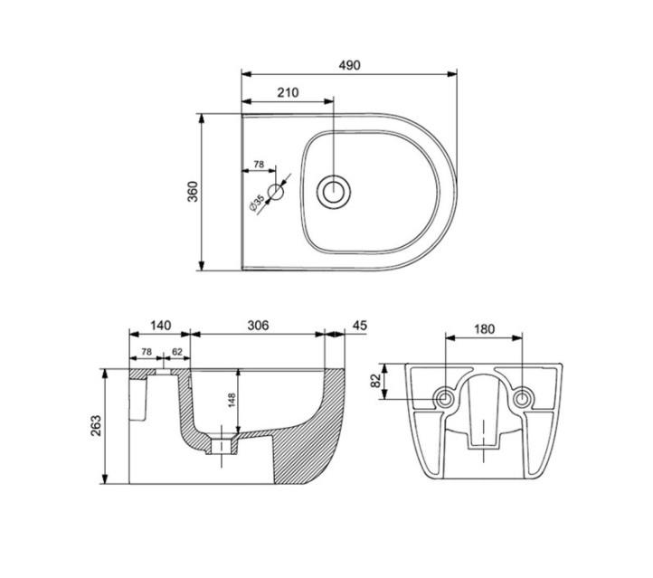 Bocchi V-Tondo Mat Siyah Asma Bide 1487-004-0120