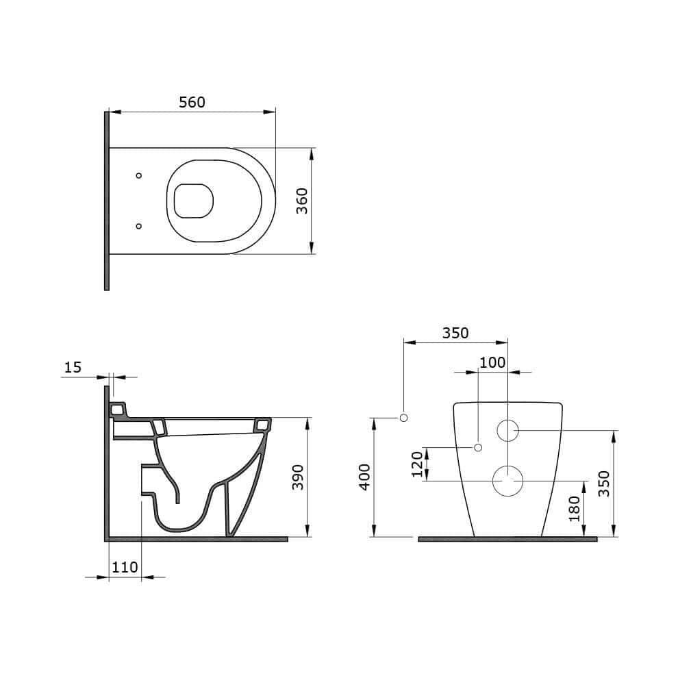 Bocchi 1528-006-0128 Venezia Rimless Tek Klozet ve Kapağı Mat Gri