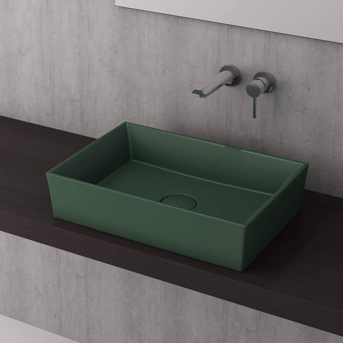 Bocchi Vessel Dikdörtgen Lavabo 56x38 cm Mat Yeşil