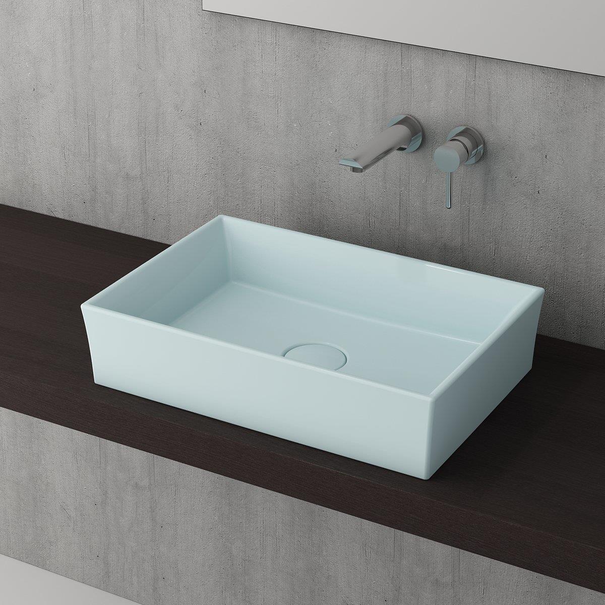 Bocchi Vessel Dikdörtgen Lavabo 56x38 cm Mat Buz Mavisi