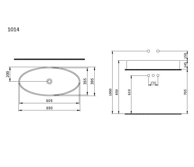 Bocchi Vessel Elips Çanak Lavabo 85 cm Yasemin 1014-007-0125