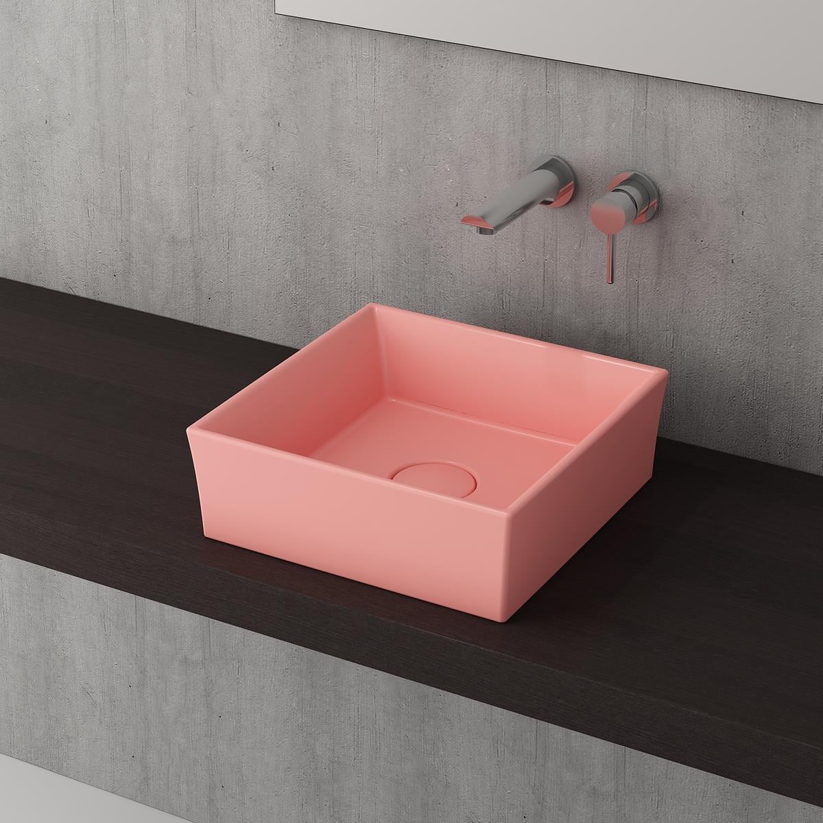 Bocchi Vessel Kare Lavabo 38x38 cm Mat Somon 