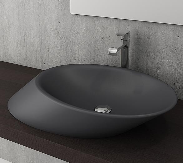 Bocchi 1013-020-0125 Vessel Yatay Çanak Lavabo 72 cm Antrasit