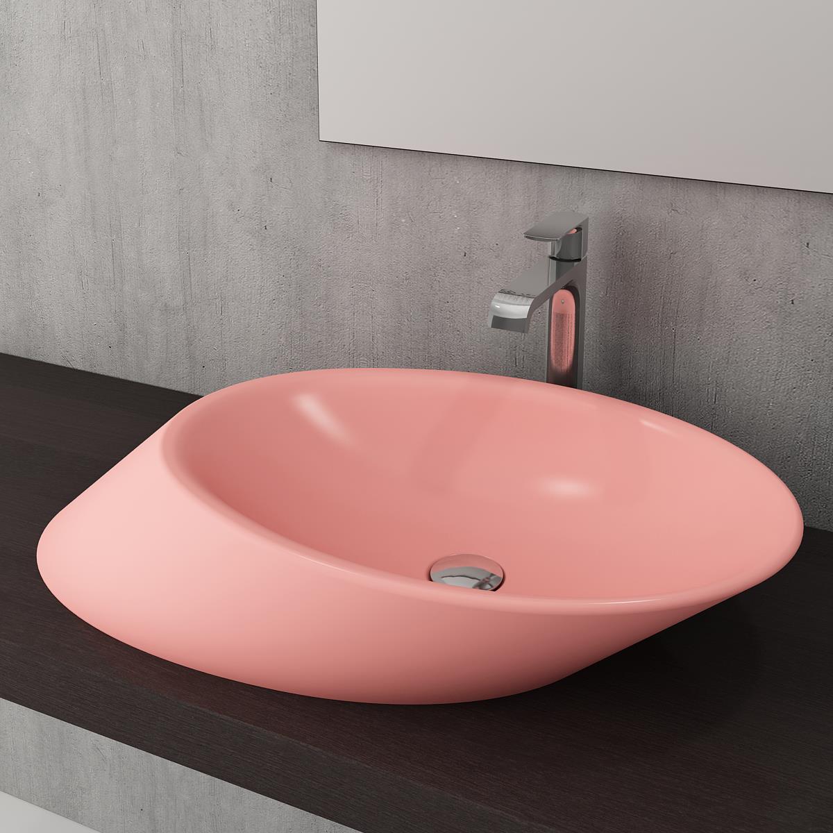 Bocchi 1013-032-0125 Vessel Yatay Çanak Lavabo 72 cm Mat Somon