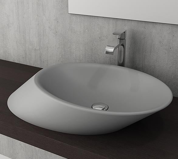 Bocchi 1013-006-0125 Vessel Yatay Çanak Lavabo 72 cm Mat Gri