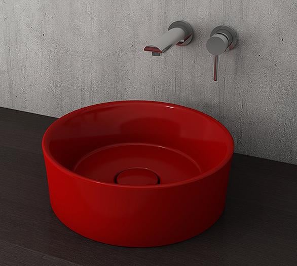 Bocchi Vessel Yuvarlak Çanak Lavabo 38 cm Kırmızı