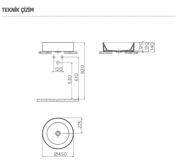 Creavit NC045 Nice Tezgah Üzeri Lavabo Ø45 cm Cool Grey-Gri