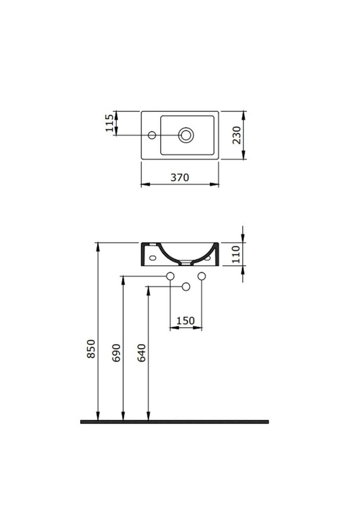 Bocchi 1419-002-0126 Milano Dar Sağ Lavabo 37 Cm Mat Beyaz