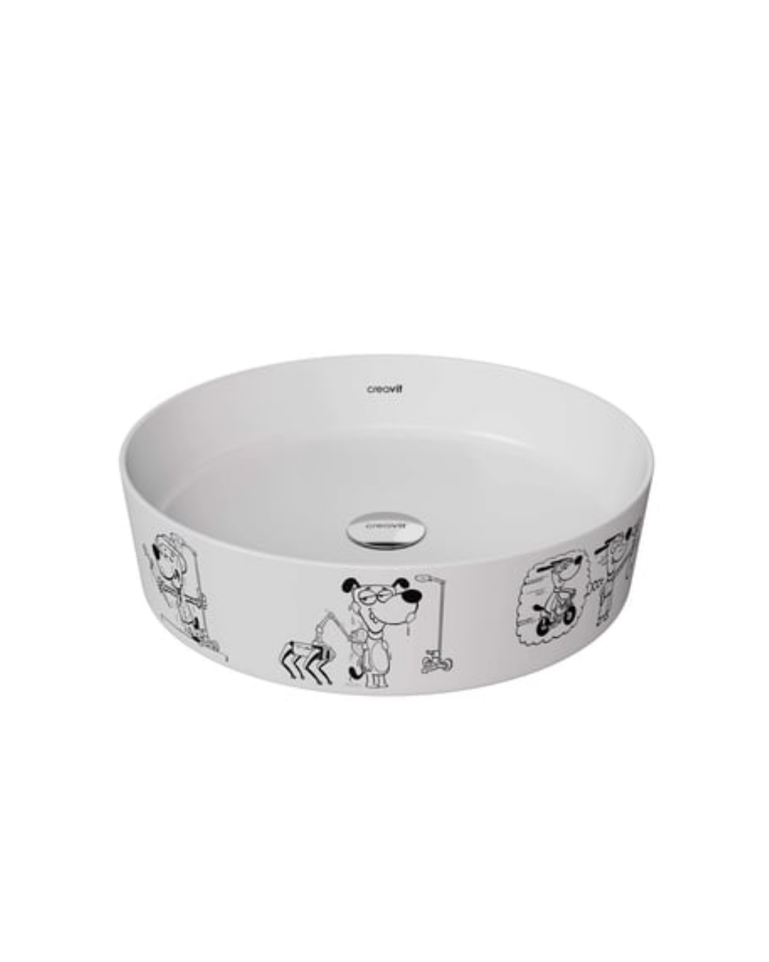 Creavit LP140 Loop Yuvarlak Çanak Lavabo Ø40 cm Karikatür Desen Uygulamalı