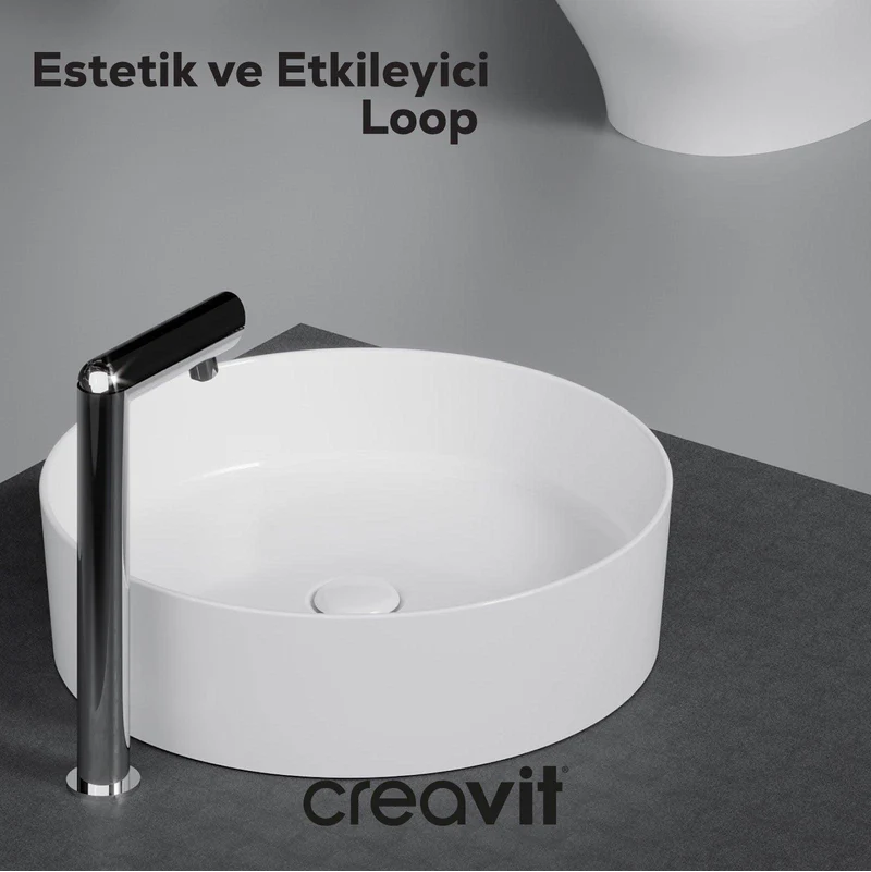 CREAVİT LP140 Loop Yuvarlak Çanak Lavabo Ø40 cm