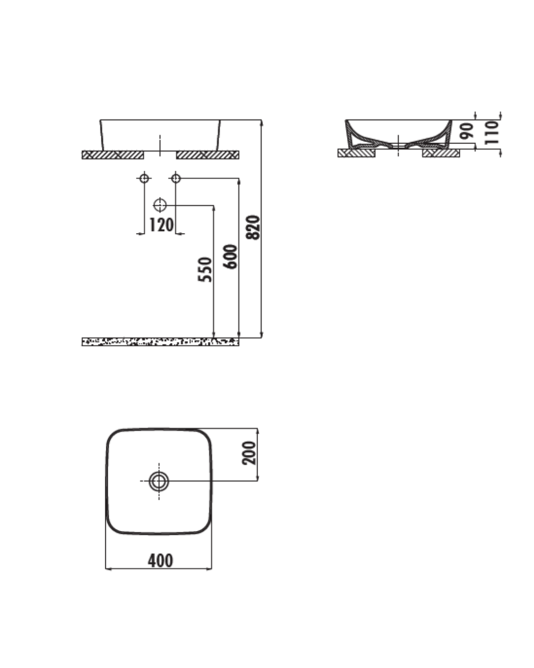 Creavit Ultra Tezgah Üstü 40 Cm Çanak Lavabo Parlak Beyaz UL040