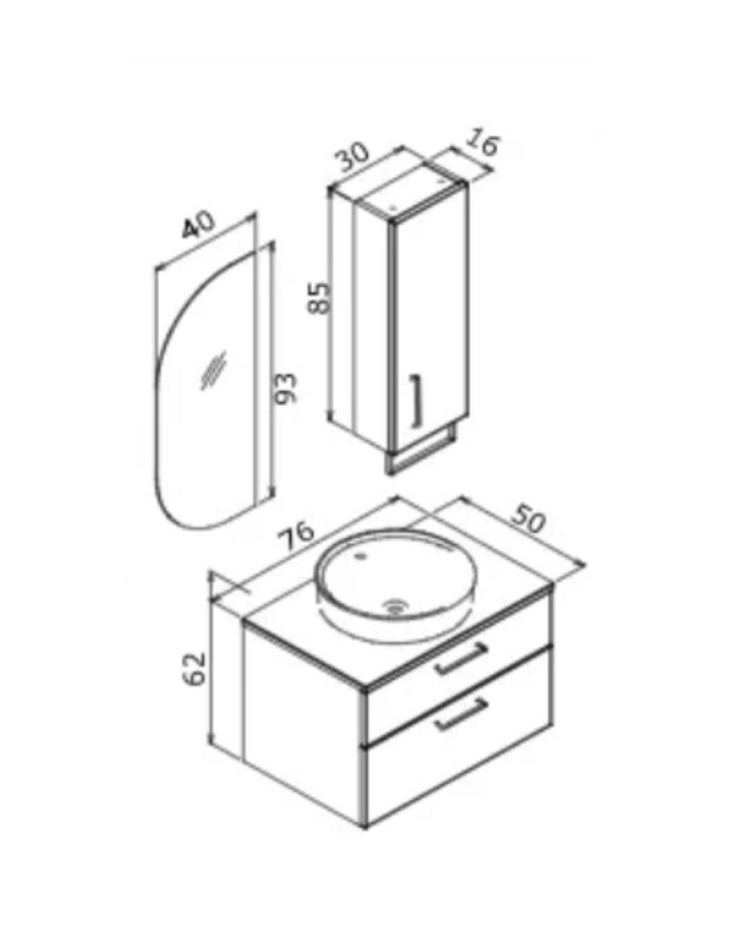 Orka Salerno 76 cm Banyo Dolabı Mat Sardunya