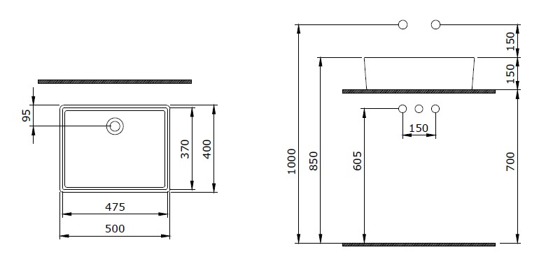 BOCCHİ 1215-029-0125 Bocchi Milano Çanak Lavabo 50 cm Mat Buz Mavi