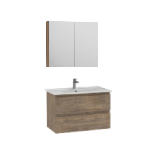Creavit Alinda Lavabo Dolaplı Ve Aynalı Dolap Takımı Naturel Çam 80 cm