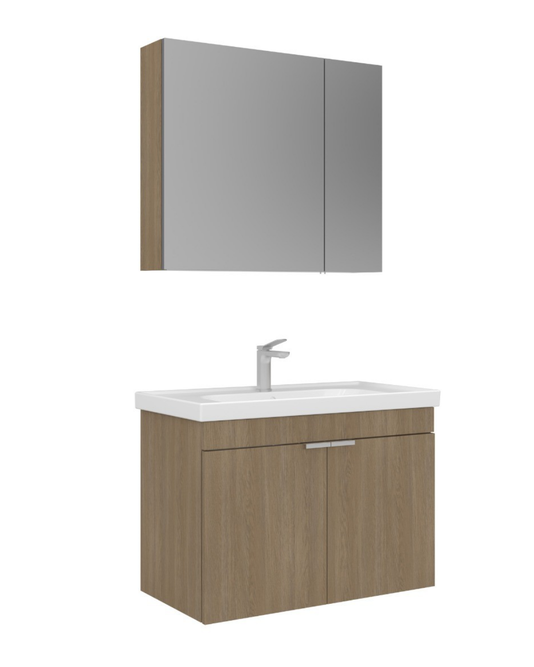 Orka Desna 90 cm Ayna Dolaplı Banyo Dolabı Takımı Meşe (Budva)