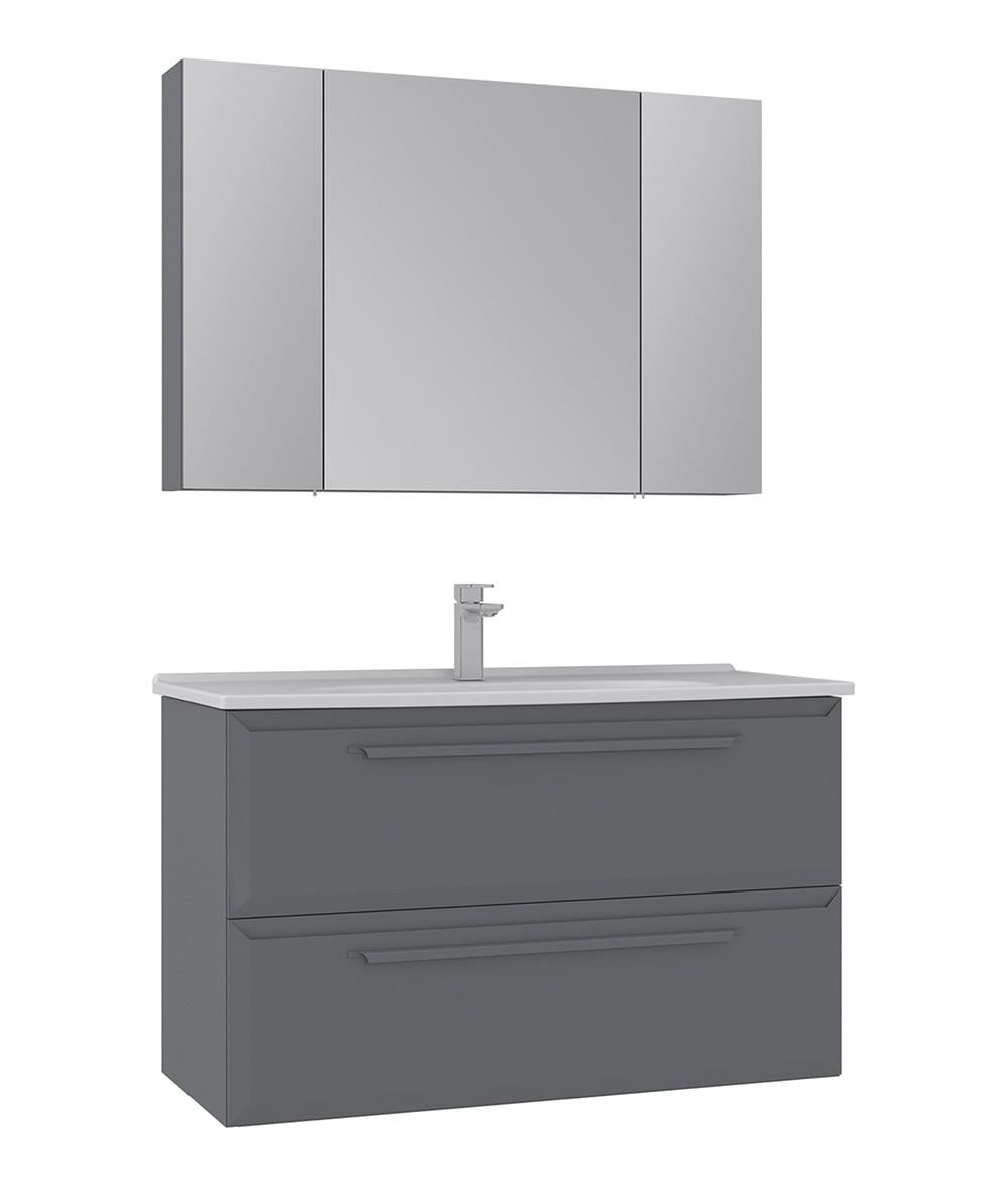 Orka Nuvola 100 CM Banyo Dolabı Takım Parlak Gri