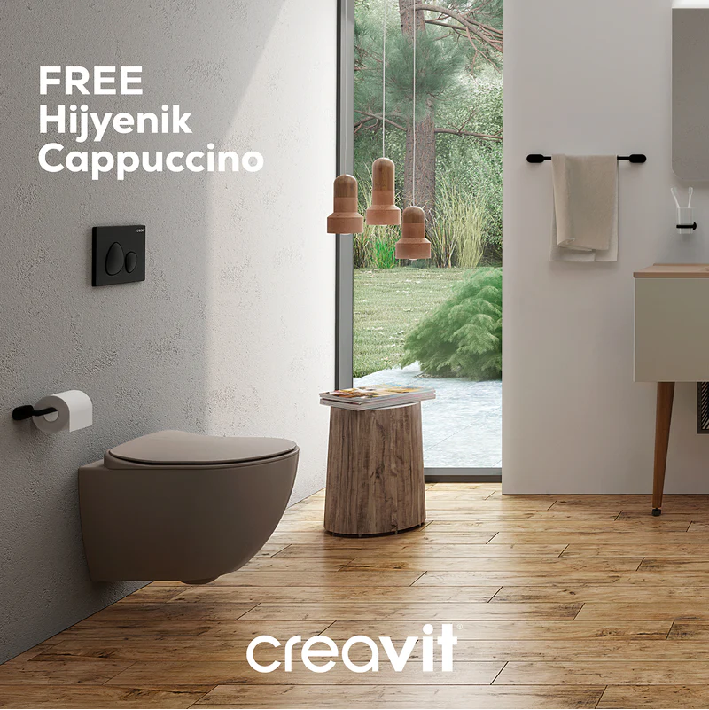 CREAVİT FE322 Free Rim-off Kanalsız Asma Klozet Cappucino Mat
