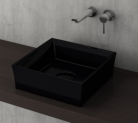 Bocchi Vessel Tezgah Üstü Lavabo 38x38 cm P. Siyah 1173-005-0125