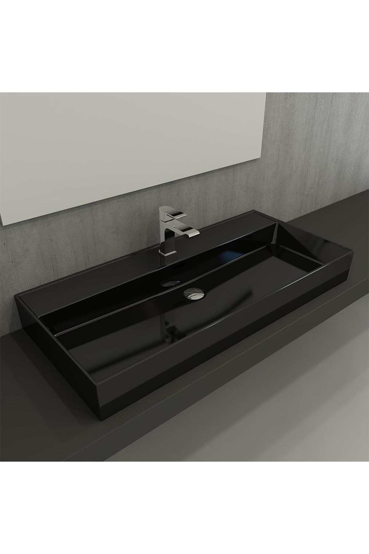 Bocchi 1378-005-0126 Milano Tezgah Üstü Lavabo 100 Cm Parlak Siyah