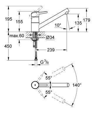Grohe 32659001 Concetto Tek Kumandalı Eviye Bataryası Krom