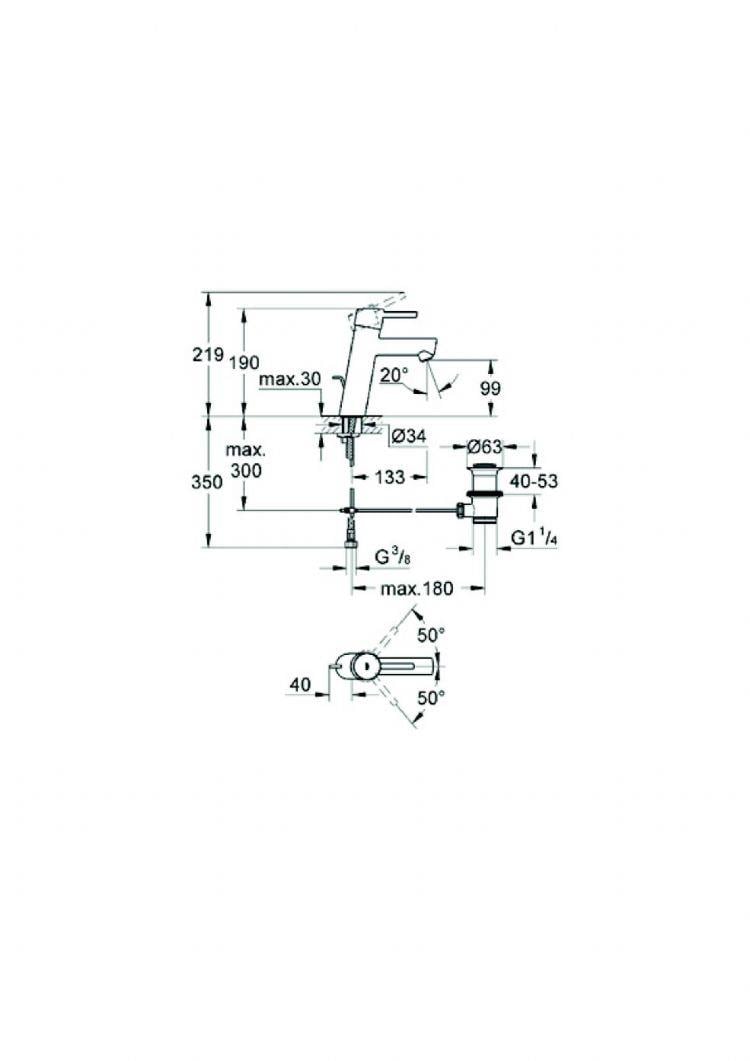 Grohe 23451001 Concetto  Tek kumandalı lavabo bataryası  M-Boyut Sif Kumandasız