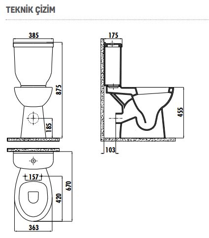 Creavit BD315 Bedensel Engelli Arkadan Çıkışlı Klozet