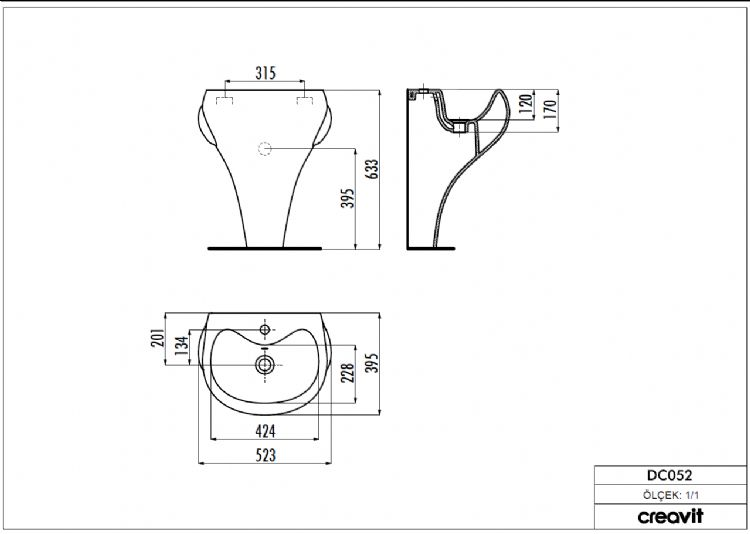 CREAVİT DC052 DUCKY ÇOCUK  LAVABO