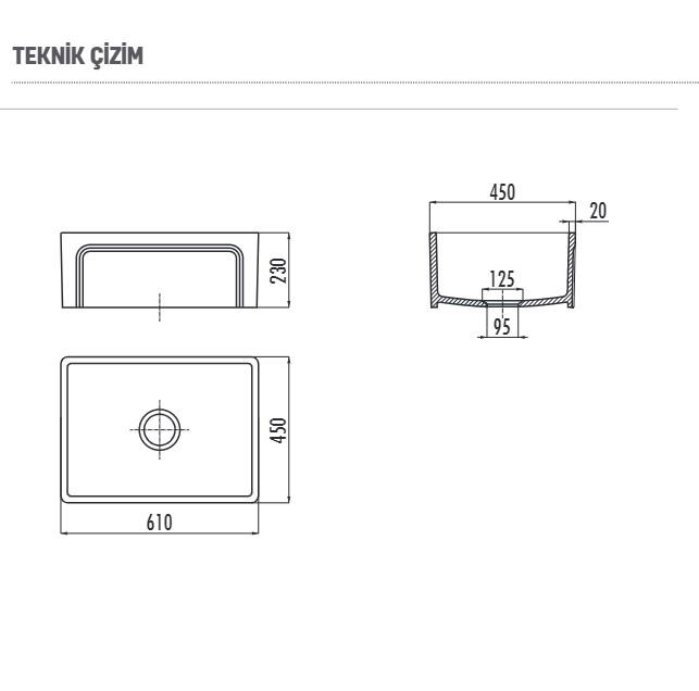 Creavit ES061 Esse 61 cm Beyaz Seramik Eviye