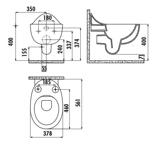 Creavıt Foglia Rim Off Asma Klozet Fg321 Ve Kapak