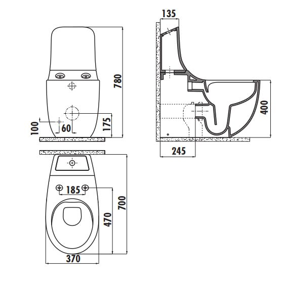 Creavit FG360 Foglıa Rim-Off Duvara Dayalı Klozet