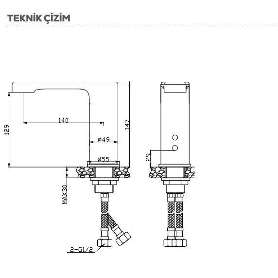 Creavit ES2400 Fotoselli Lavabo Armatürü Tek Su Girişli