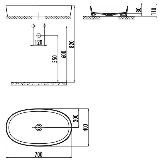 CREAVİT LP170 Loop Oval Çanak Lavabo 40x70 cm