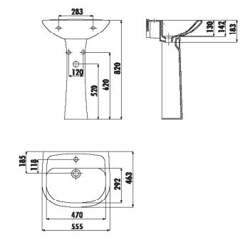 CREAVİT PA055 TAM AYAKLI LAVABO 45X55 CM