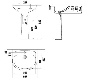 Creavit PA060 Pitta Tam Ayaklı Lavabo 50X60 cm Beyaz