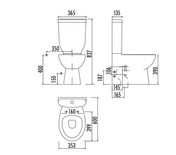 Creavit SD318 Sedef Duvara Dayalı Klozet Rezervuar 60 cm Beyaz