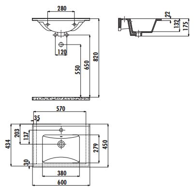 Creavit SU060 Su Dolap Uyumlu Lavabo 45X60 cm Beyaz