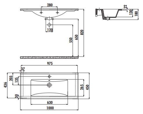Creavit SU100 Su Dolap Uyumlu Lavabo 45X100 cm Beyaz
